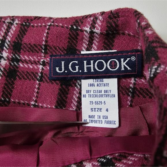 Red Black Plaid Tartan Clueless Preppy Tailored Wool Skirt Academia Career USA 4 - Picture 4 of 13